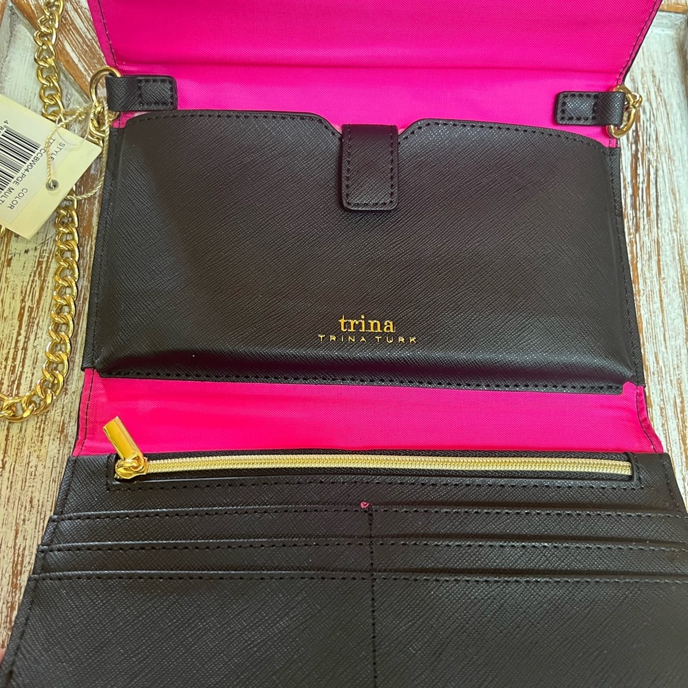 TRINA TURK pink flower chain wallet - Picture 6 of 11